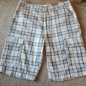Mens Plaid Cargo Shorts
